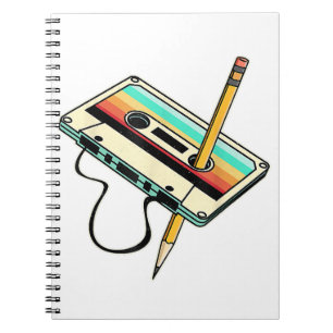 80s Cassette Tape Pencil 1980s Retro Vintage Throw Notebook