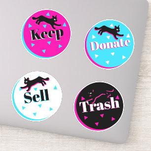 80s Cats Black Pink Geometric Konmari Organising