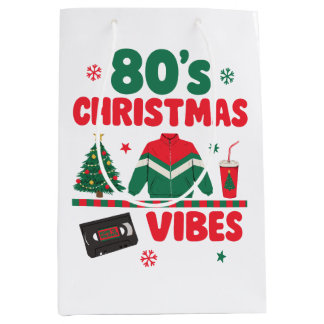 80's Christmas Vibes Retro Nostalgia VHS Jacket Medium Gift Bag