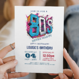 80s Classic and Simple Retro Party Invitation