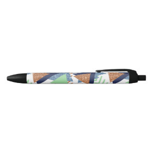 80s Colour Abstract Navy Rose Gold Mint 90s Black Ink Pen