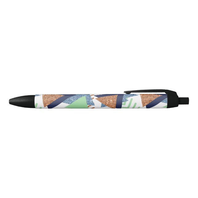 80s Colour Abstract | Navy Rose Gold Mint 90s Black Ink Pen (Top)