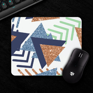 80s Colour Abstract   Navy Rose Gold Mint 90s Mouse Pad