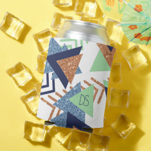 80s Colour Abstract Navy Rose Gold Mint Custom Can Cooler