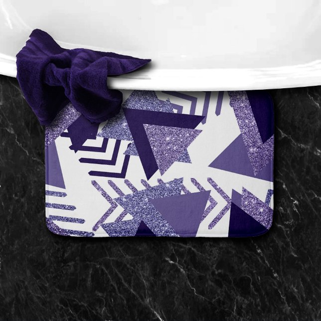 80s Cool Abstract | Purple Passion Shapes Pattern Bath Mat (Creator Uploaded)