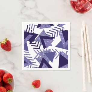 80s Cool Abstract   Purple Passion Shapes Pattern Napkin