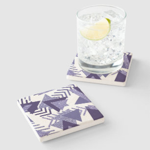 80s Cool Abstract   Purple Passion Shapes Pattern Stone Coaster