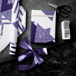 80s Cool Abstract Purple Passion Shapes Pattern Wrapping Paper