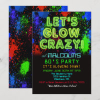 80s Eighties Glow Party Invitation