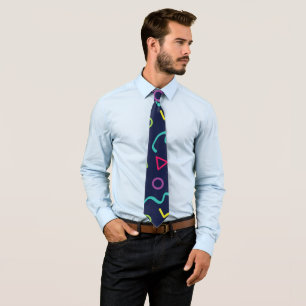80s eighties retro neon Memphis pattern Tie