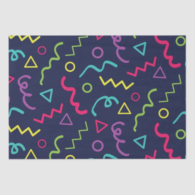80s eighties retro party neon Memphis pattern Tissue Paper (Front)