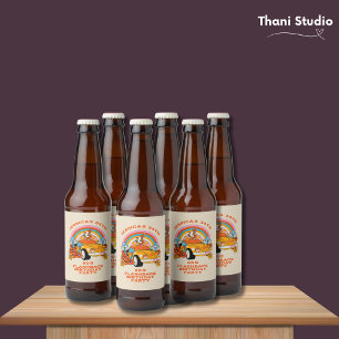 80s Flashback Vintage Retro Birthday Party Beige  Beer Bottle Label