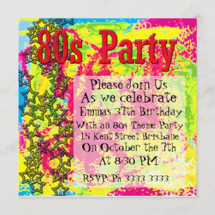 80s Fluro  Party Invitations
