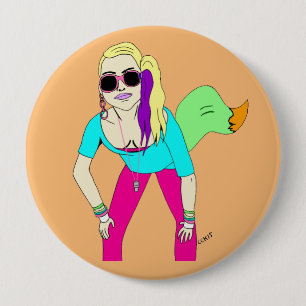 80s foxy girl 10 cm round badge