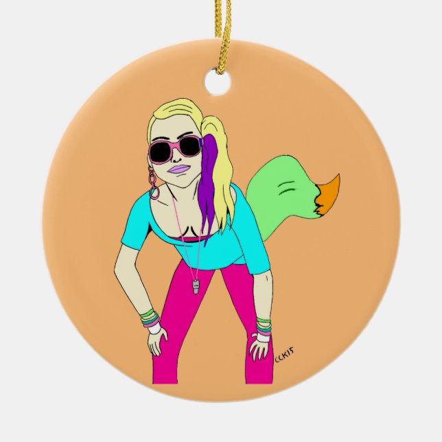80s foxy girl     ceramic tree decoration (Front)