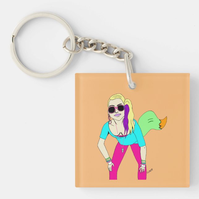80s foxy girl  key ring (Front)