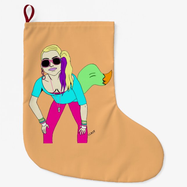 80s foxy girl large christmas stocking (Front)