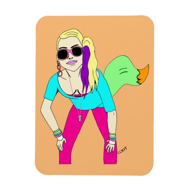 80s foxy girl  magnet (Vertical)