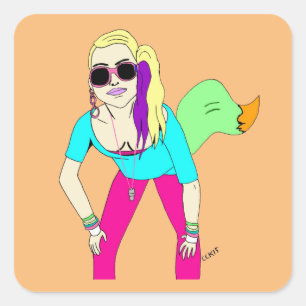 80s foxy girl      square sticker