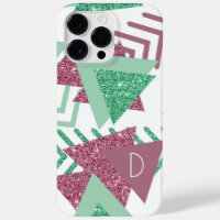 80s Fresh Abstract | Pink and Green Shape Monogram