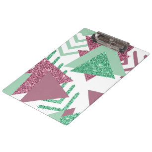 80s Fresh Abstract Pink and Green Shapes Pattern Clipboard