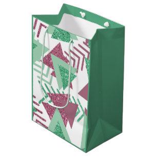 80s Fresh Abstract   Pink and Green Shapes Pattern Medium Gift Bag