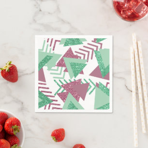 80s Fresh Abstract Pink and Green Shapes Pattern Napkin