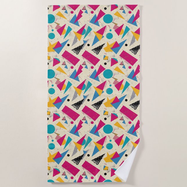80s Geometric Pattern Beach Towel (Front)