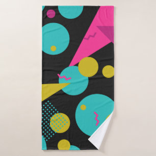 80s geometric seamless pattern with memphis elemen bath towel