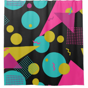 80s geometric seamless pattern with memphis elemen shower curtain