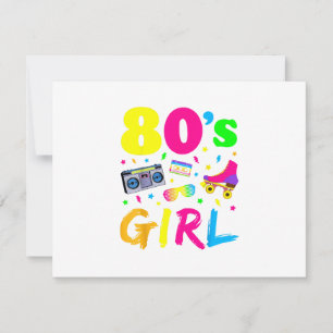 80's Girl Birthday Party Costume Retro Vintage Gif RSVP Card