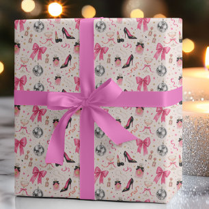80s Glam Fashion Birthday Wrapping Paper