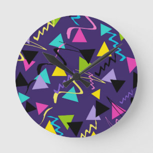 80s Groovy Neon Vibes #1 #decor #art Round Clock