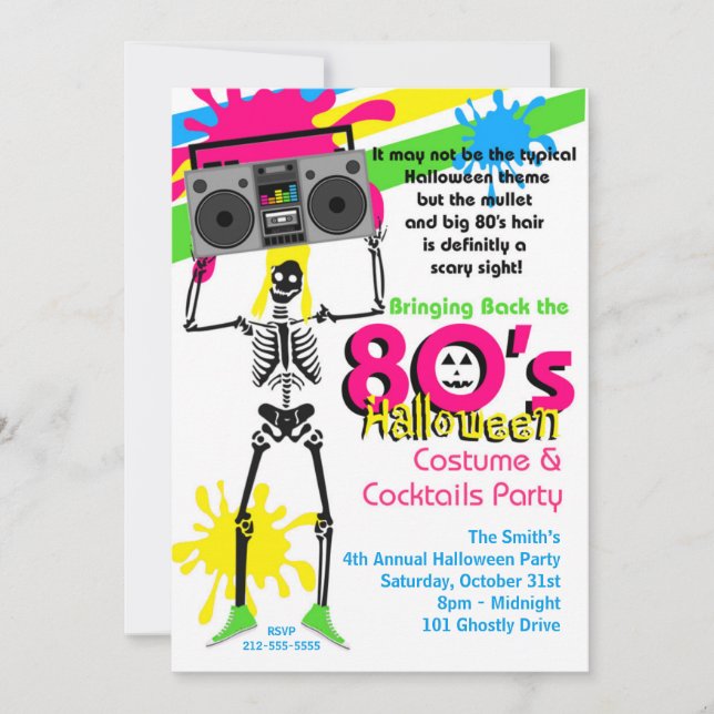 80s Halloween Party Invitation (Front)
