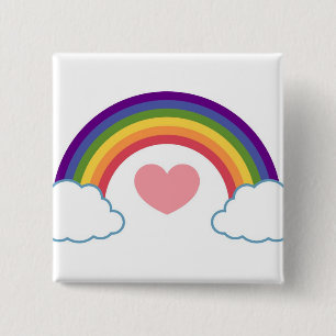 80's Heart & Rainbow - button