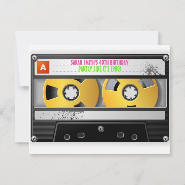 80's Inspired Birthday Invitation (Front)