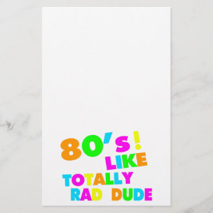 80's Like Totally Rad Dude Neon Stationery