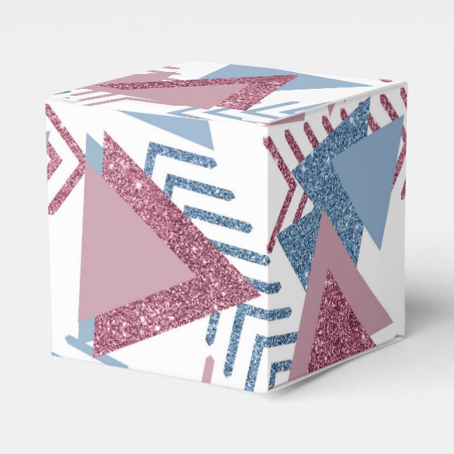 80s Lunar Abstract | Dusty Mauve Pink and Blue Favour Box (Front Side)
