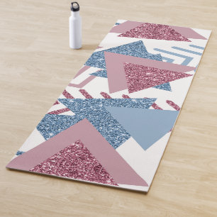 80s Lunar Abstract Dusty Mauve Pink and Blue Yoga Mat