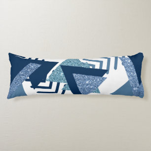 80s Luxe Abstract Turquoise and Navy Blue Shapes Body Cushion