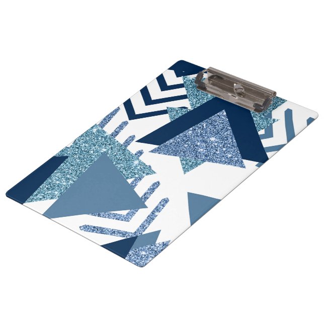 80s Luxe Abstract | Turquoise and Navy Blue Shapes Clipboard (Angled)