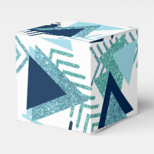 80s Luxe Abstract Turquoise and Navy Blue Shapes Favour Box