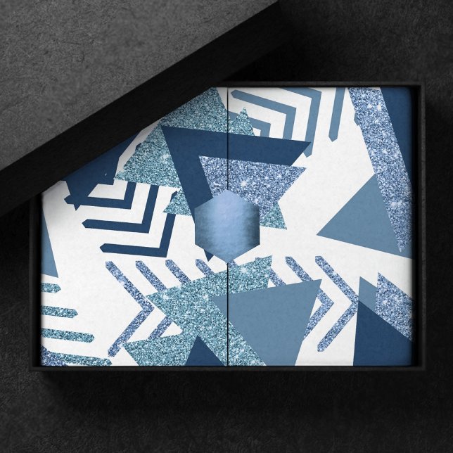 80s Luxe Abstract | Turquoise and Navy Blue Shapes Tissue Paper (Creator Uploaded)