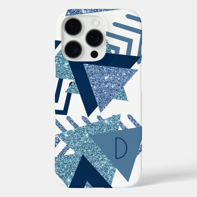 80s Luxe Abstract | Turquoise and Navy Monogram Case-Mate iPhone Case (Back)