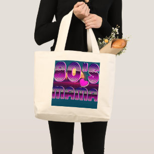 80's Mama Birthday Party Costume Retro Vintage Large Tote Bag