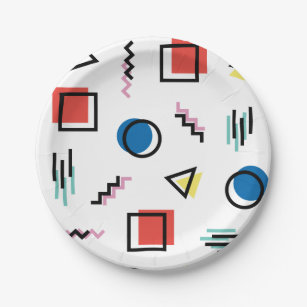 80's Memphis Abstract Style Paper Plate