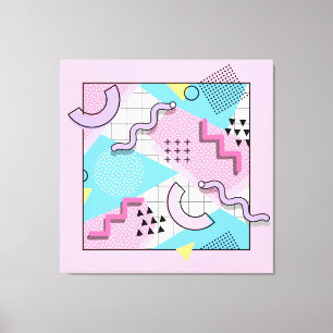 80's Memphis Active Pink Light Blue Canvas Print