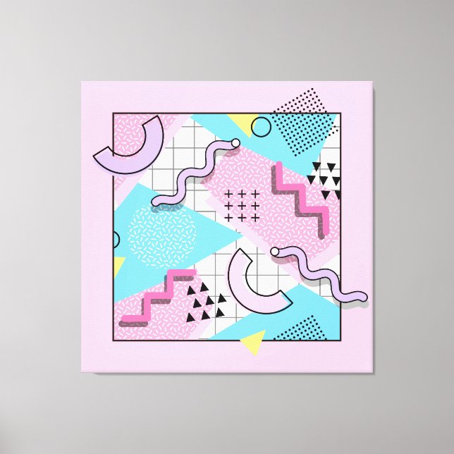 80's Memphis Active Pink Light Blue Canvas Print (Front)