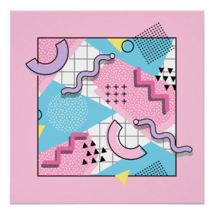 80's Memphis Active Pink Light Blue Poster
