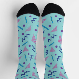 80s Memphis geometric blue pocket square Socks